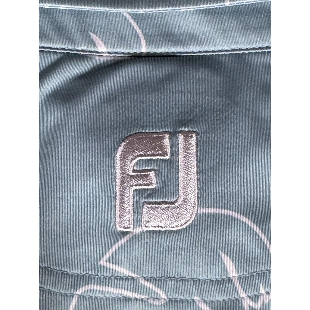 FootJoy Polo Shirt Mens XL Blue Tropical Leaf Short Sleeve Golf Performance - Picture 10 of 12